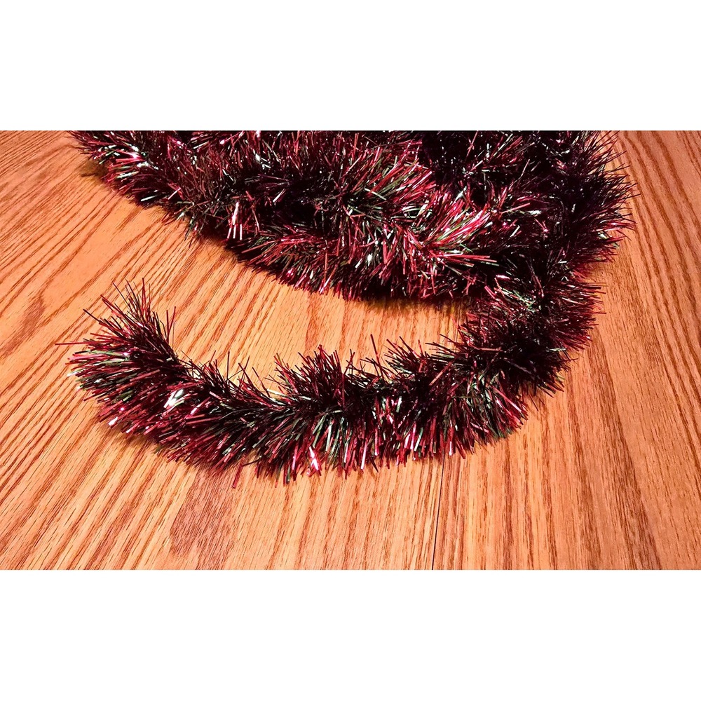 Christmas Tinsel Garland Red Green Metallic Holiday Decor, Excellent Condition - Picture 3 of 5